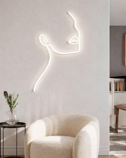 Minimalist Illuminated Face - Decorative Neon for a Beauty Business