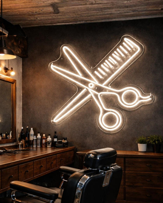 Scissors & Comb - Professional Decoration for Barbershops and Beauty Salons