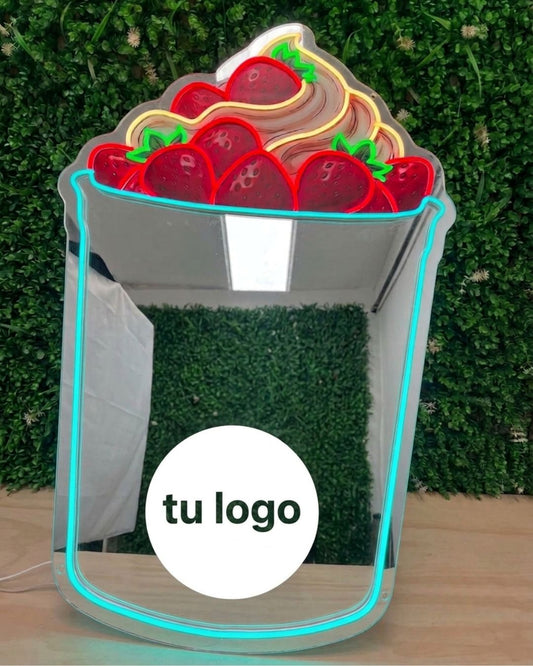 Espejo Neón Fresas con Crema