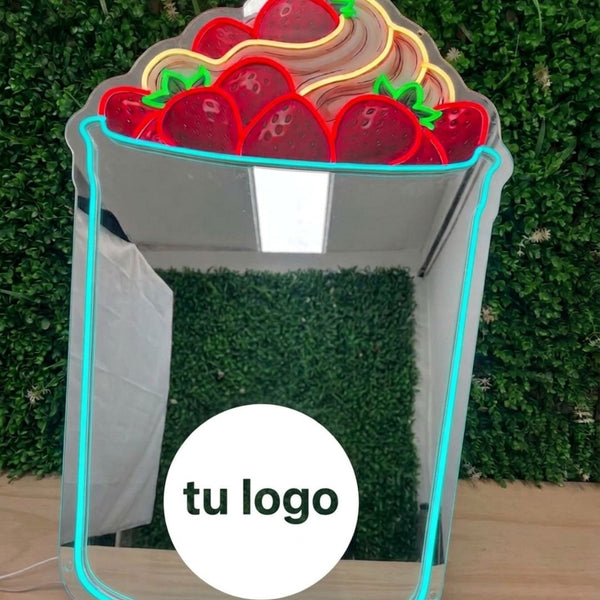 Espejo Neón Fresas con Crema